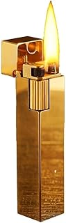 Multifunctional Metal Portable Kerosene Lighter, Side Sliding Wheel Retro Soft Flame Lighters, Reusable, Men's Gift (Kerosene Not Included)(Gold2)