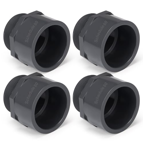 Image of 4 Pcs 2 Inch PVC Pipe Fitting Male Adapter Schedule 80 Socket x Npt Compatible with 836 Series Heavy Duty Industrial Grade Corrosion Resistant Plumbing Irrigation Connector for Water
