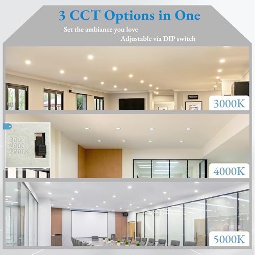 KSANA 4 Inch LED Recessed Lighting with Junction Box, 3CCT 3000K/4000K/5000K Selectable, White Retrofit Ultra-Thin Recessed Ceiling Light, 9W=60W, Dimmable by KSANA - Used condition - Image 3
