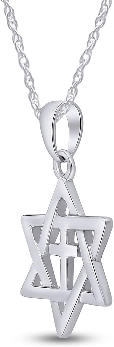 AFFY Jewish Star of David with Cross Pendant Necklace, 14K Gold Over Sterling Silver Christian Interfaith Jewelry Gift for Women with 18" Chain - Image 9