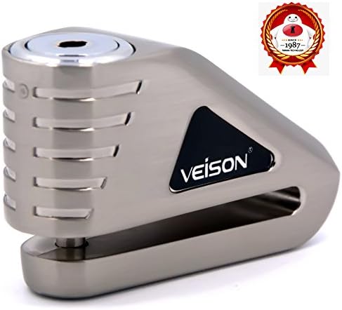 Acekit Veison Heavy Duty Strengthen Rib Bicycle And Motorcycle Brake Disc Lock 6mm Harden Lock Pin With Remind Cable-Silver