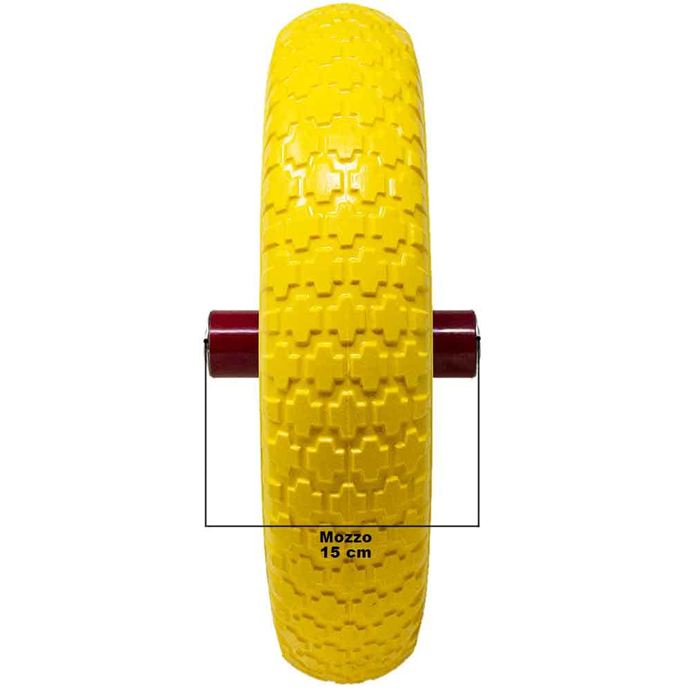 Ruota Per Carriola In Poliuretano Antiforatura - Diametro 35cm, Asse 210mm - Gialla - Foto 4
