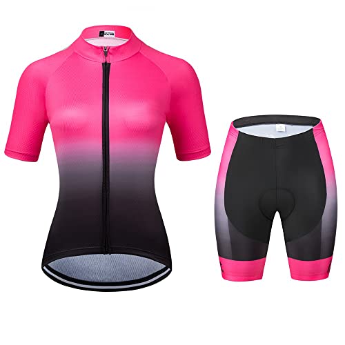 Cyclisme avec short respirant et maillot manches courtes d'été pour femme
