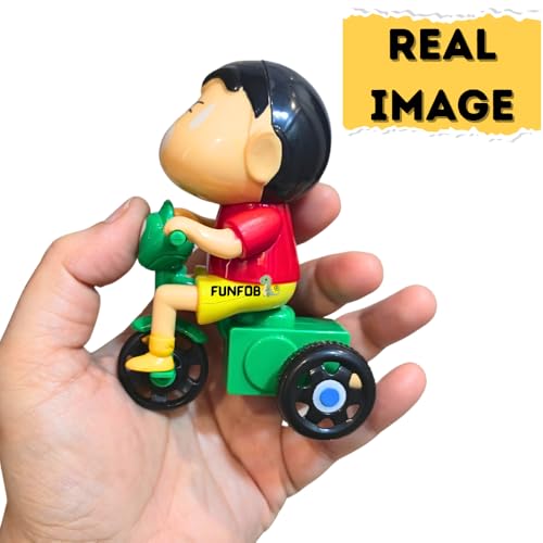 Image of FUNFOB Shinchan Moving Toy | Shinchan Action Figure Length-10cm PVC Multicolour | Shin-chan - Cycle Moving