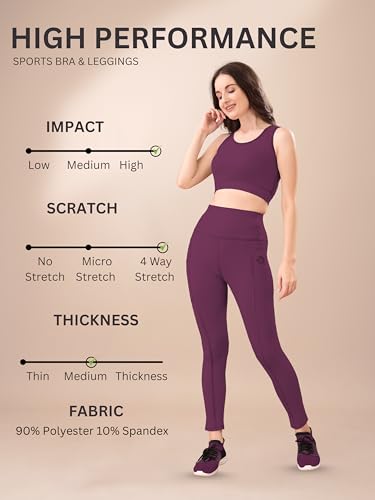 Image of High-Waist Track Suit, Co-ord Set for Women's, Gym wear 2-Piece Workout Set, Sports Bra and Bottom Set, Sports Running Suits, Yoga Wear