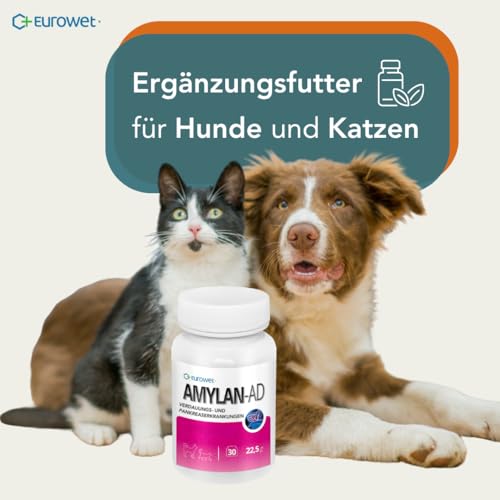 Verdauungs-Tabletten für Hunde & Katzen - Mit Rinderleber & Mineralstoffen - Für gesunde Verdauung - 30 Tabletten - AMYLAN AD