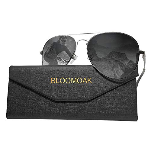 Étui Bloomoak Classical Pilot avec lunettes pliables pour femmes-Lunettes de soleil polarisées-convient à la protection uv400 | anti-éblouissement | Voyage | Golf | Pêche | Randonnée?Lentille Noire?
