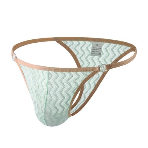 Men's Sexy Thin Lace Transparent Thong Hollowed T-back Briefs Underwear2
