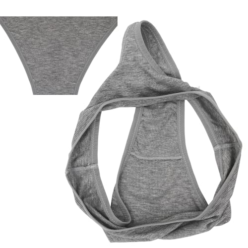 Image of High Waisted Cotton Thongs Underwear For Women Breathable Sport Athletics Panties High Rise Plus Size Multipack