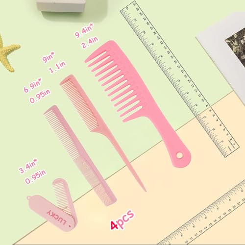 4 Peines Anchos Rosas para Cabello Grueso y Largo miniatura 2