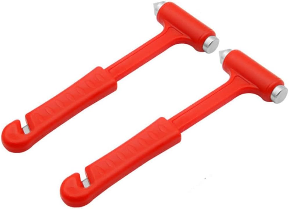 Portable Hammer: Window Glass Breaker Multitools 2pcs, Multifunctional Emergency Car Escape Tool, Red