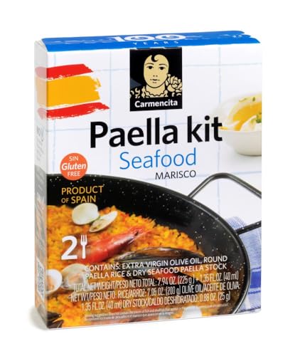 Carmencita. Seafood Paella Kit with Saffron. 255g (8.99oz). 2 servings.