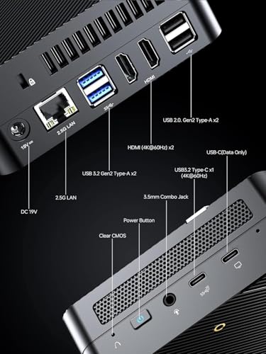 MINIS FORUM UM560 XT Mini PC, AMD Ryzen 5 5600H 6 Kerne/12 Threads Prozessor bis zu 4,2 GHz, AMD Radeon Graphics (Grafikfrequenz 1800 MHz), 16 GB DDR4 / 512 GB PCIe SSD, HDMI × 2/USB-C/2,5G RJ45