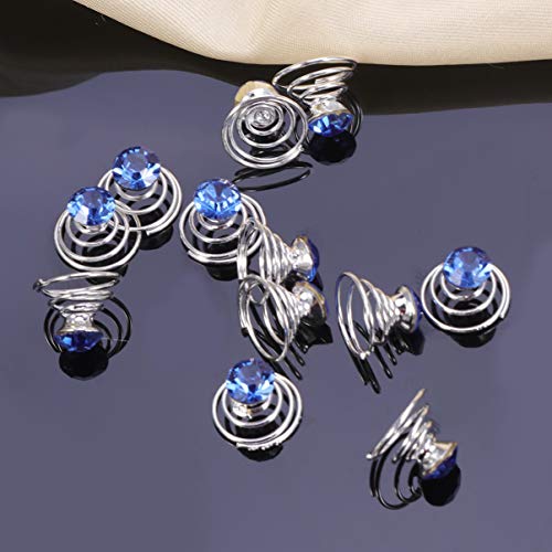 Beaupretty Pearl Hair Clip 12pcs Spiral Hair Swirl Twists Coils Rhinestone Spiral Wedding Bridal Crystal Clip Accessories for Women Girl (Blue) Wedding Accessories - Image 4