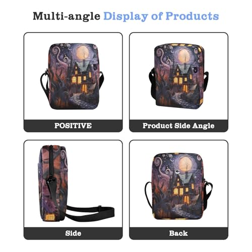 mens messenger bag crossbody mens shoulder bags crossbody Casual Womens Purse Adjustable Strap for work work - Halloween Collage Fairy Tale Style Purple4