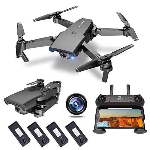 NEHEME NH525 Foldable Drones Kit for Adults and Replacement Battery Kit Bundle, RC Quadcopter with 720P HD Camera and 4 Extra Batteries