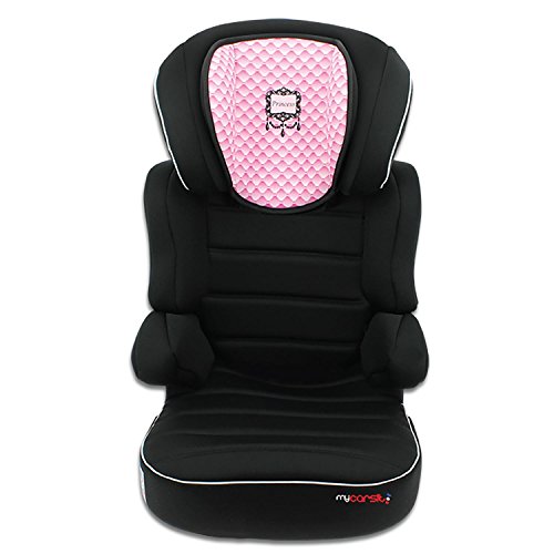 mycarsit asiento elevador con respaldo, grupo 2/3 (de 15 a 36 kg), diseño de rosa princesa