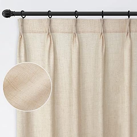DriftAway Pinch Plissee Leinenstrukturiert, halbtransparent, solides Bauernhaus und moderne, rustikale Vorhänge für Wohnzimmer Schlafzimmer Cover