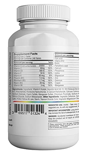 Multivitamin, Multimineral Supplement W/Antioxidants, Zinc, Vitamin D3 & B Vitamins, Gluten Free, Non-Gmo Ingredients - (240 Count) 365 Health #TOP1