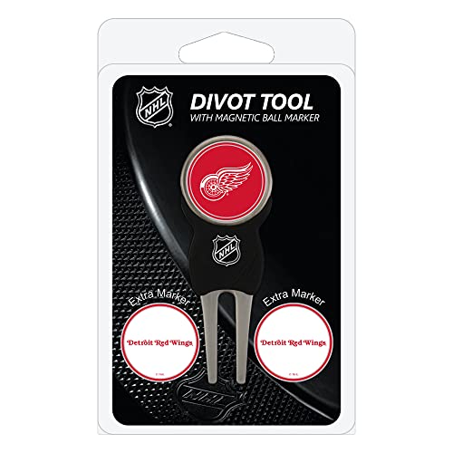 Team Golf NHL Detroit Red Wings Divot Tool Pack With 3 Golf Ball Markers Divot Tool with 3 Golf Ball Markers Pack, Markers are Removable Magnetic Double-Sided Enamel