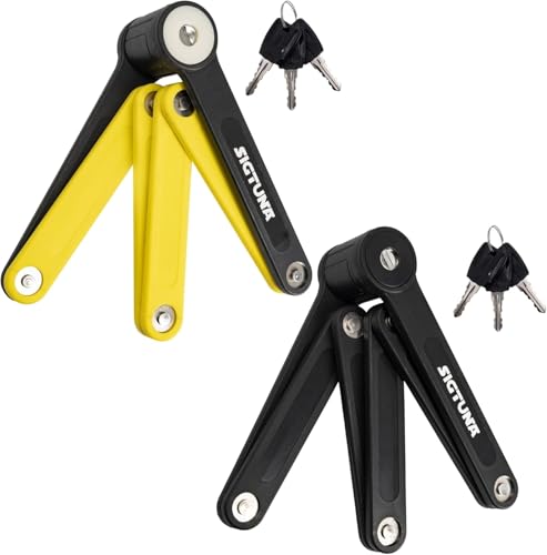 Sigtuna Black Folding Lock Made in High-Strength Steel & Yellow Folding Lock for Space Saving - 2 Pack
