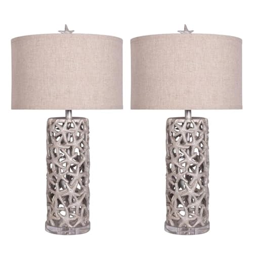 Pemberly Row 30 in Starfish Table Lamps, Beige Poly Base,