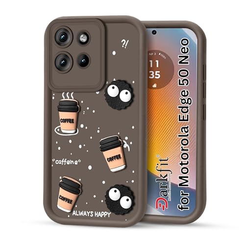 Image of Back Case Cover Compatible with Motorola Edge 50 Neo | Cute Fun Cartoon Ball 3D Coffee Silicone Case | Body Protection | Camera Protection | Shock Proof | Color Brown | Pack of 1