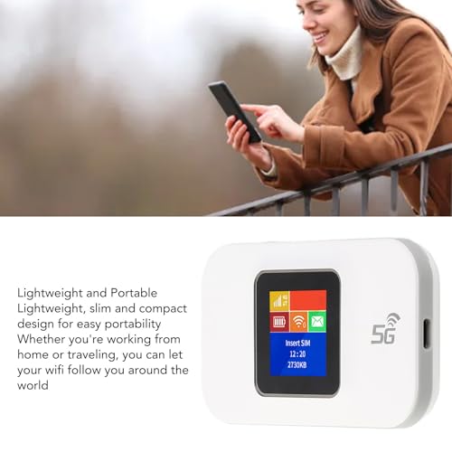 Image of aqxreight 4G Portable WiFi 1 44in Color Screen Mobile WiFi Hotspot Router with Micro SIM Card Slot for Phone Tablet Laptop Black Internet Supporting High Use Frequency Provide LTE (White)