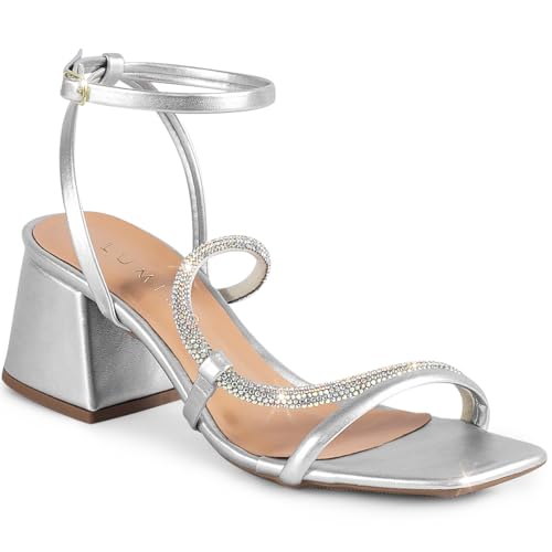 Sandália Feminina Salto Baixo Strass prata37