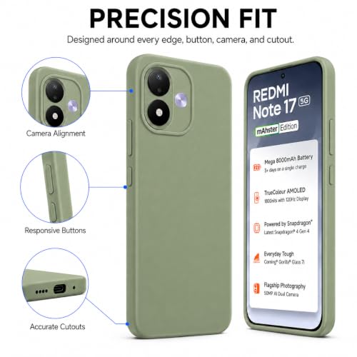 Image of FIRST MART Matte Silicone Back Cover for Redmi Note 17 - Green