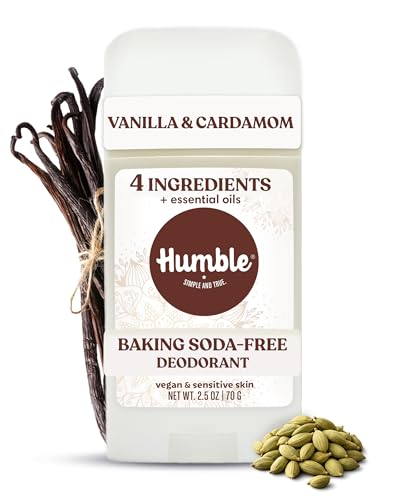 Image of Humble Aluminum-Free Deodorant for Women & Men, Vanilla & Cardamom - Baking Soda-Free Natural Deodorant Stick for Sensitive Skin with Essential Oils for Long-Lasting Odor Control, 2.5 Oz