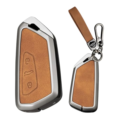 Coque clé cuir VW Golf 8 et Skoda Octavia 3 boutons protection A