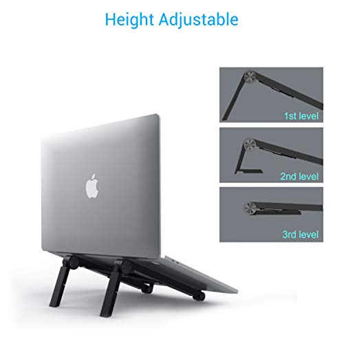 Image of Portronics My Buddy Lite Plus POR-1118 Adjustable Height with Air-Ventilation Ergonomic Design Laptop Stand for Table Bed(Black)