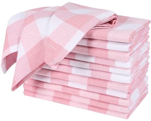 CLEENTABLE Gingham Buffalo Check Cotton Napkins Set of 12