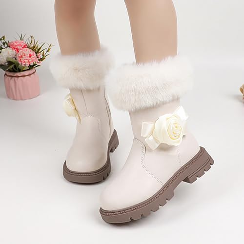 IWIHMIV Girls Mid Calf Boots Outdoor Winter Dress Boots with Side Zipper Girls Dress Boots Casual Winter Tall Boots2