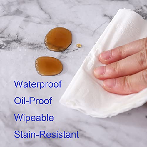 Walrus Round Vinyl Fitted Tablecloth with Flannel Backing Elastic Edge Design Table Cover Waterproof Oil-Proof PVC Table Cloth Stain-Resistant Best for 37"-44" Round - Image 6