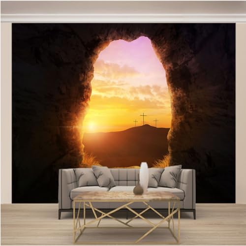 Papier peint intissé 3D effet grotte pour salon panoramique 366x254cm