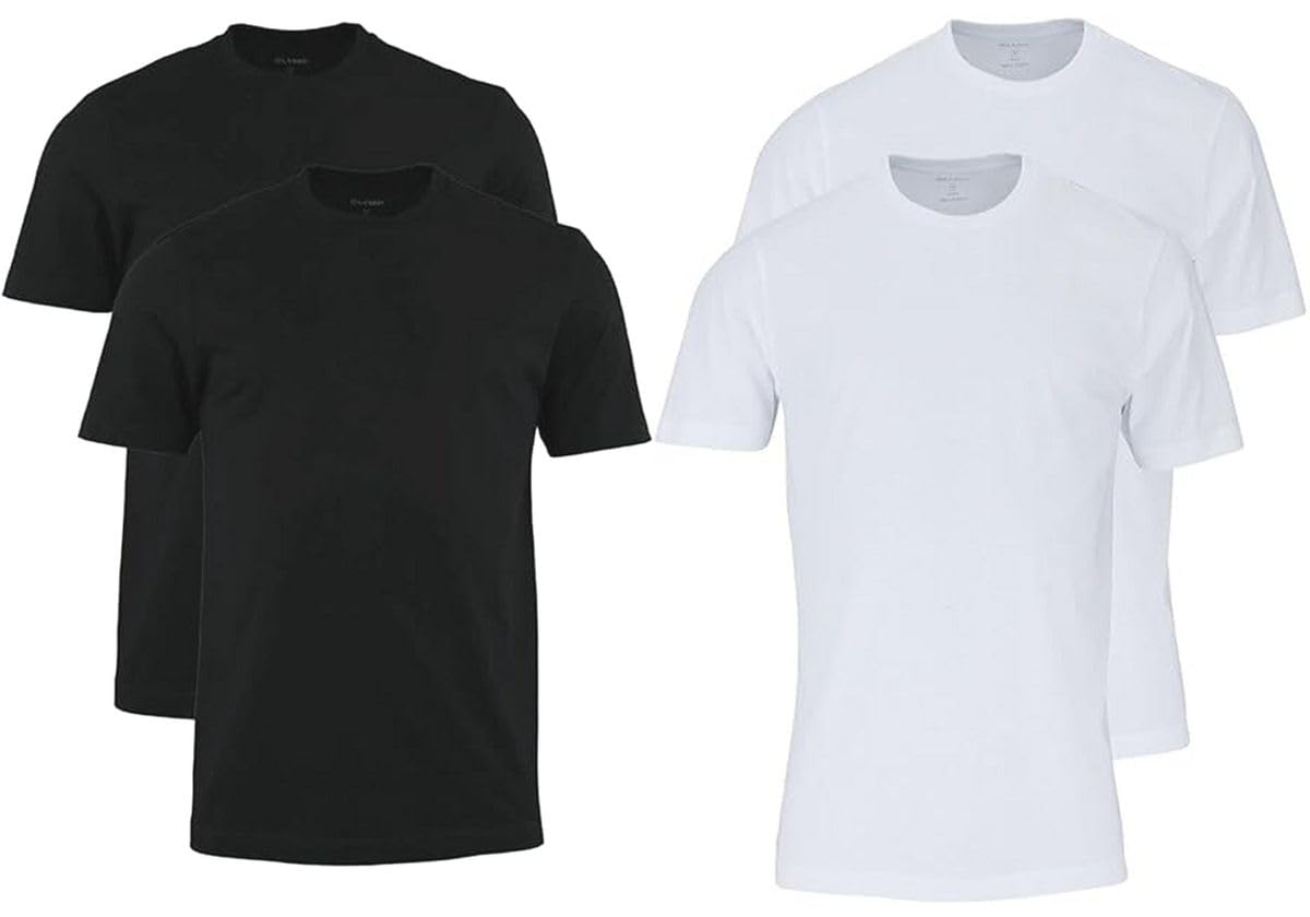 Olymp Men's T-Shirt Double Pack Round Neck Black Plain 070012 68