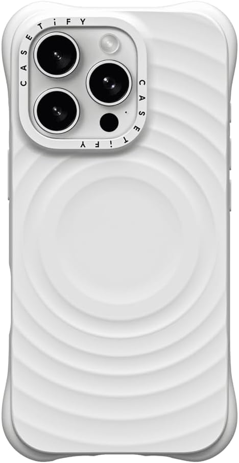 CASETiFY Wave Silicone iPhone 16 Pro Case [Wave-shaped Silicone/MagSafe Compatible/Shockproof] - White