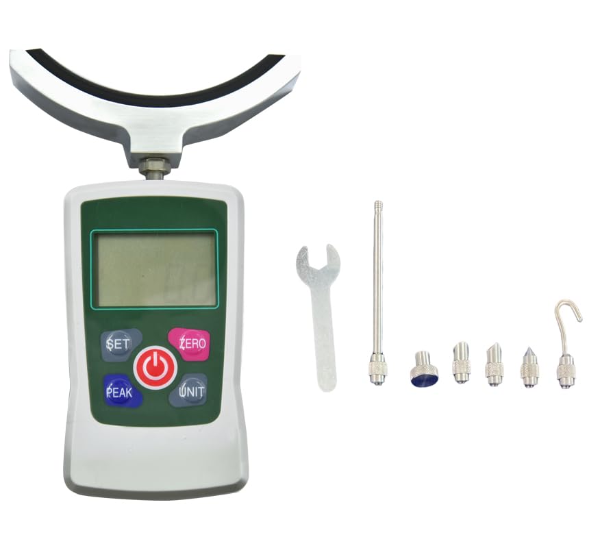 Dinamómetro de mano para medir fuerza muscular, precisión ±1 %, carga máxima 500 N / 50 kg / 110 lb, división de carga 0.1 N / 0.01 kg / 0.01 lb, función de apagado automático miniatura 5