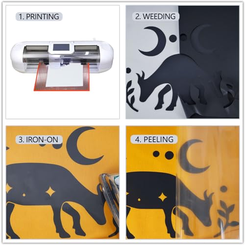 Image of guangyintong Reflective Black Heat Transfer Vinyl HTV Rolls, 12 inch x 8ft Reflective Iron on Vinyl for T-Shirts, Black HTV Vinyl for All Cutter Machine Easy to Cut & Weed for HTV DIY Design
