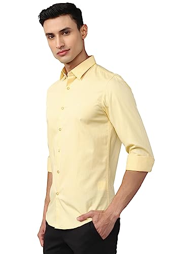 Image of Peter England Men's Slim Fit Full Sleeve Casual Shirt in Twill Weave Cotton