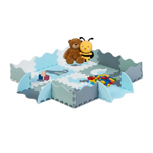 Relaxdays Puzzlematte, 25tlg. Baby Spielmatte mit Rand, Tiermotive,...