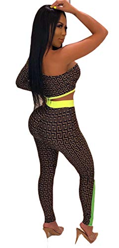 Women's 2 PCS Printed Crop Tops Bodycon Pants Sexy Nightclub Party Tracksuit Outfits Set - Image 3