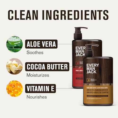 Image of Every Man Jack Men's Hand & Body Lotion Bundle, Sandalwood & Cedar, 2pk