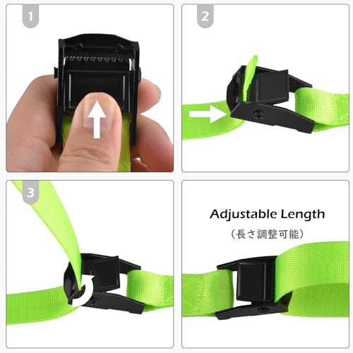 Image of TRIWONDER Cinch Tie Down Straps Cam Buckle Lashing Strap Nylon Small Ratchet Heavy Duty Belts for Packing Cargo Battery Bike Car Roof Rack Kayak Truck (01# Light Green - 2 Packs, 9.8 FT)