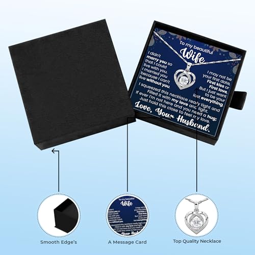 LAZYGIFT To My Wife Necklace From Husband Gift for Wives Beautiful Jewelry Forever Love Necklace Form Lover Husband for My Sweet Heart3