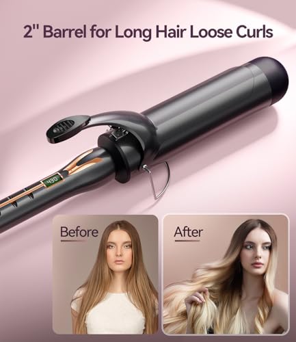 ORYNNE 2 Inch Curling Iron for Long Hair Loose Curls, 14 Heat Settings Large Barrel Curling Iron, Ceramic Curling Iron 2 Inch Barrel with Argan Oil Infused, Big Barrel Curling Iron - Thumbnail 3