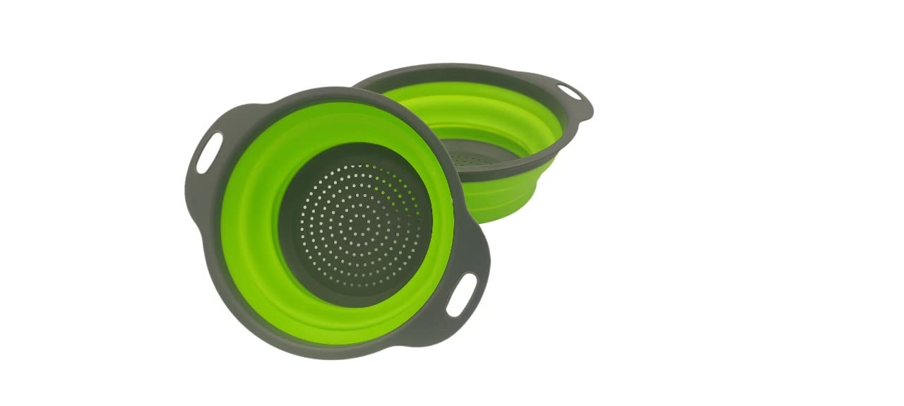 Both Kitchen Colander Strainer (2 PCS), Fruit Basket Set, Space Saving & Collapsible Kitchen Accessories, Ideal As Sink Strainer And Best for Daily Kitchen Storage and Use.