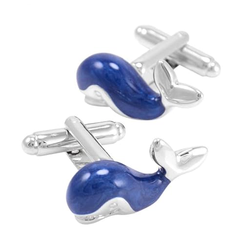 Blue Enamel Cufflinks For Mens Shirt Animal Whale Cuff Links Fashion Jewelry Men (Color : A, Size : One Size) #TOP3